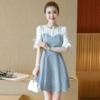 Dotted Panel Short-sleeve Dress