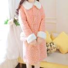 Long-sleeve Color Block Panel Faux Furry Long Coat