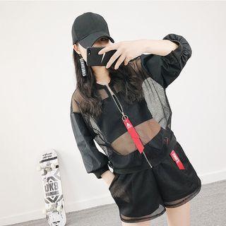 Set: Mesh Zip-up Light Jacket + Shorts