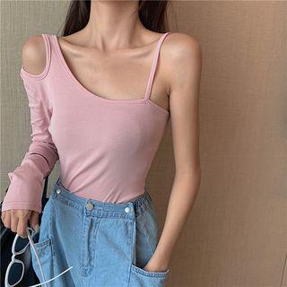 Plain One Shoulder Slim-fit Top