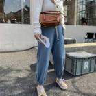 Drawstring Cropped Harem Pants / Straight Leg Pants