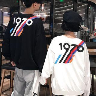 Couple Matching Number Print Sweatshirt