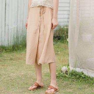 Plain Midi A-line Chiffon Skirt