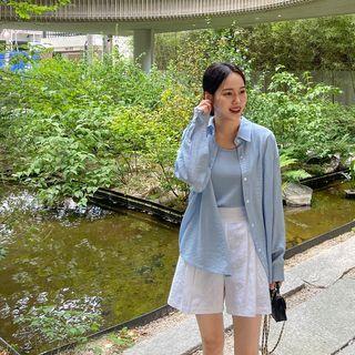 Waistband Wide Linen Shorts