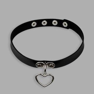 Heart Charm Choker Black - One Size