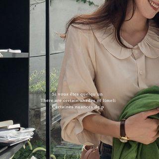 Round-collar Frill-cuff Blouse