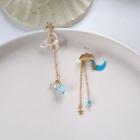 Non-matching Cat & Cloud Dangle Earring / Clip-on Earring