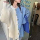 Cable-knit Cardigan Blue & White - One Size