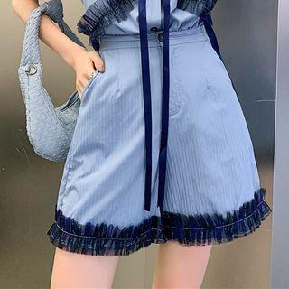 High-waist Panel Wide-leg Shorts