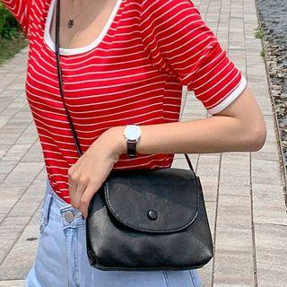 Flap Pleather Mini Crossbody Bag