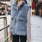 Stand Collar Corduroy Buttoned Padded Vest