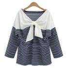 Stripe Bow Accent Long-sleeve T-shirt