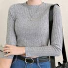 Crew-neck Slim-fit Cropped T-shirt