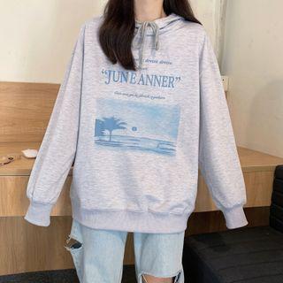 Long-sleeve Print Oversized Hoodie