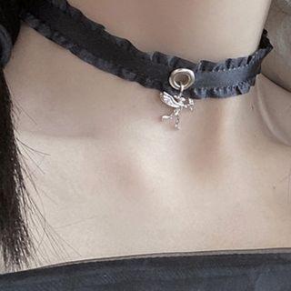 Cupid Pendant Lace Choker 0285a - Cupid - One Size