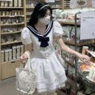 Short-sleeve Sailor Collared Mini A-line Dress