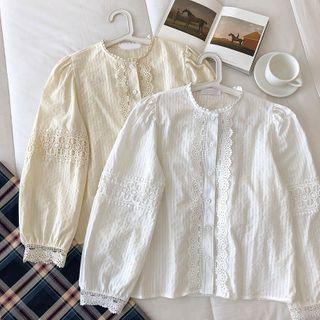 Long-sleeve Round Neck Blouse