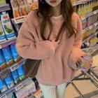 Faux Shearling Loose-fit Sweatshirt Pink - One Size