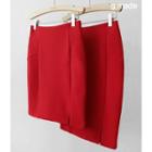 Slit-hem Sheath Skirt In 2 Lengths