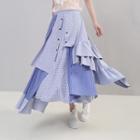 Asymmetrical Ruffle Semi Skirt Blue - One Size