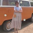 Short-sleeve T-shirt / Spaghetti Strap Midi Floral Dress