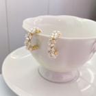 Flower Faux Pearl Alloy Open Hoop Earring 1 Pair - Stud Earring - S925 Silver Needle - Gold - One Size
