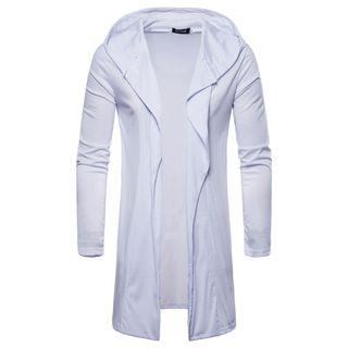 Hooded Open Front Long Jacket