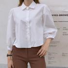 Puff-sleeve Cotton Blouse Ivory - One Size