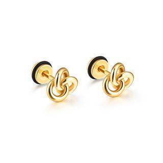 Fashion Creative Plated Gold Twisted Rope 316l Stainless Steel Stud Earrings Golden - One Size