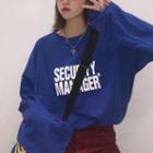 Letter Oversized Sweatshirt Blue - One Size