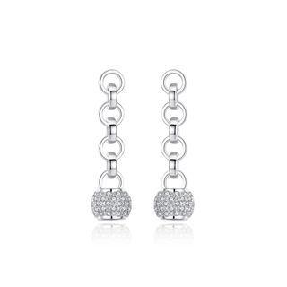 Fashion Simple Geometric Round Tassel Earrings With Cubic Zirconia Silver - One Size