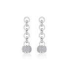 Fashion Simple Geometric Round Tassel Earrings With Cubic Zirconia Silver - One Size