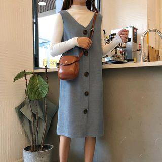 Mock Neck Knit Top / Sleeveless Knit Midi Dress