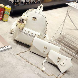 Set : Studded Backpack + Shoulder Bag + Clutch + Wallet
