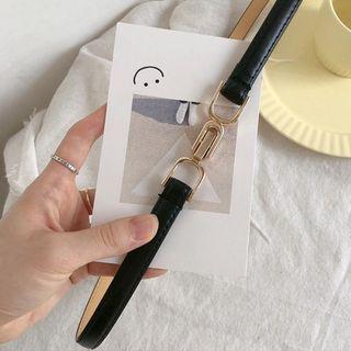 Faux Leather Slim Belt Black - 88cm
