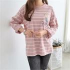 Long-sleeve Embroidered Stripe T-shirt