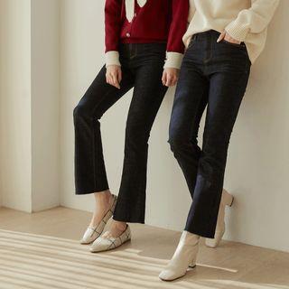 Stitched Napped Boot-cut Jeans In 2 Lengths