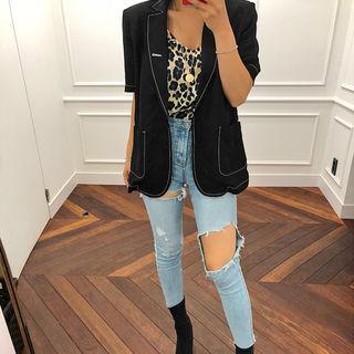 Short-sleeve Stitched Blazer