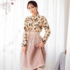 Modern Hanbok Set Floral Top & Chiffon Layering Midi Skirt
