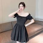 Plain Ruffle A-line Mini Dress