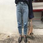 Color-block Loose-fit Washed Jeans