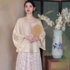 Bell-sleeve Square Neck Embroidered Hanfu Jacket