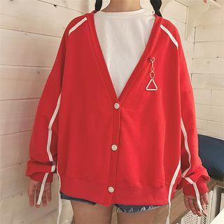 Contrast Trim V-neck Jacket
