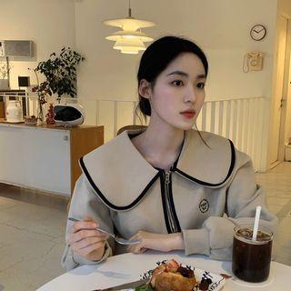 Contrast-trim Capelet Sweatshirt