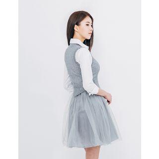 Inset Knit Vest Tulle Dress