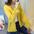 Bow-accent Open-knit Cardigan