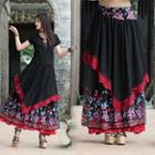 Embroidered Maxi Sheer Skirt Black - One Size