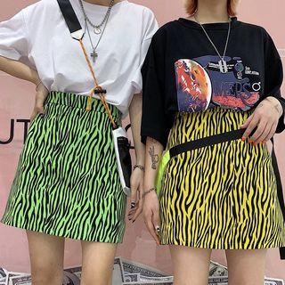 Zebra Print Mini A-line Skirt