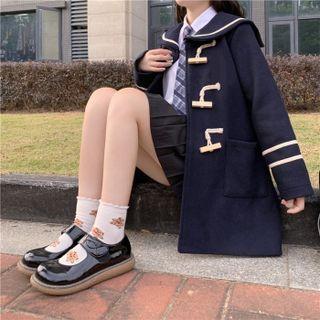 Two Tone Button-up Woolen Oversize Coat