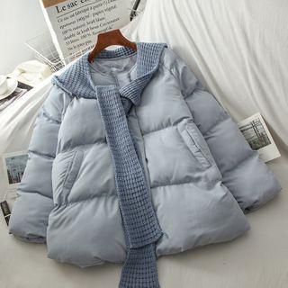 Knit Shawl Padded Zip Jacket